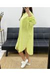 PLUS SIZE STRIPED SHIRT DRESS 2 POCKETS PE0078 LIME GREEN