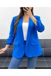 VESTE BLAZER AVEC DOUBLURE MANCHES RETROUSSEES PE1181 BLEU ROYAL