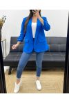 VESTE BLAZER AVEC DOUBLURE MANCHES RETROUSSEES PE1181 BLEU ROYAL