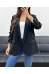 BLAZER JACKET WITH ROLLED-UP SLEEVE LINING PE1181 BLACK