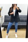 BLAZER JACKET WITH ROLLED-UP SLEEVE LINING PE1181 BLACK