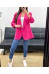 CHAQUETA BLAZER CON FORRO DE MANGA ENROLLADA PE1181 FUSHIA