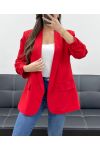 BLAZER JASJE MET OPGEROLDE MOUWVOERING PE1181 ROOD