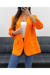 CHAQUETA BLAZER CON FORRO DE MANGA ENROLLADA PE1181 NARANJA