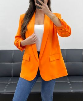 CHAQUETA BLAZER CON FORRO DE MANGA ENROLLADA PE1181 NARANJA