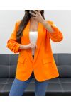 CHAQUETA BLAZER CON FORRO DE MANGA ENROLLADA PE1181 NARANJA