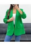 CHAQUETA BLAZER CON FORRO DE MANGA ENROLLADA PE1181 VERDE