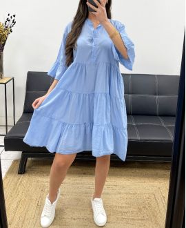 PE1166 COTTON DRESS SKY BLUE