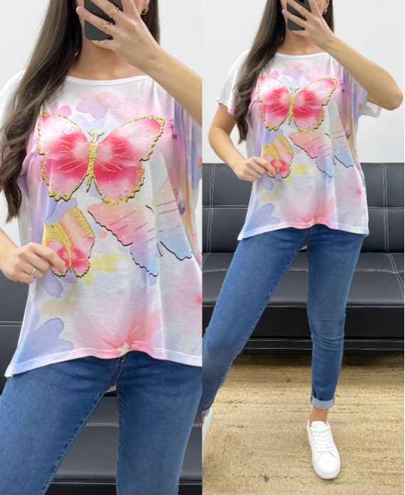 LOOSE PRINTED T-SHIRT PE0209 BUTTERFLY