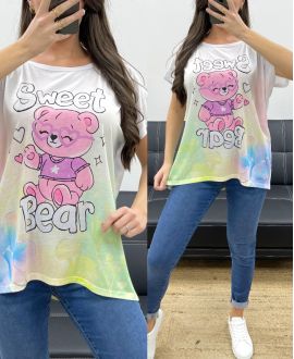 CAMISETA ESTAMPADA SUELTA SS0209 TREE SWEET TEDDY BEAR