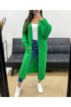 2-POCKET LONG KNIT VEST PE0032 FIR GREEN