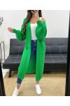 2-POCKET LONG KNIT VEST PE0032 FIR GREEN