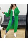 2-POCKET LONG KNIT VEST PE0032 FIR GREEN