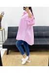 CAMISA OVERSIZE DE RAYAS CON PEDRERÍA STAR PE1061 ROSA