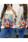 OPENWORK KNITTED SWEATER PRINTED PE1137 WHITE