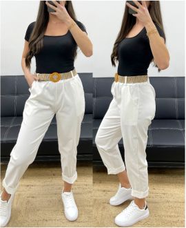 LOOSE PANTS + WAISTBAND PE0310 WHITE