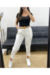 PANTALON AMPLE + CEINTURE PE0310 BLANC