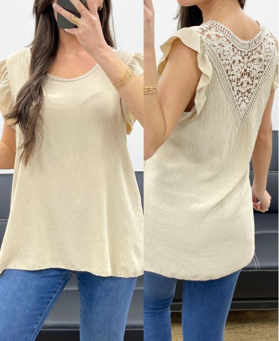 FLUID LACE BACK TOP PE1072 BEIGE