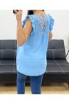 FLUID LACE BACK TOP PE1072 SKY BLUE