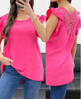 TOP POSTERIORE IN PIZZO FLUIDO PE1072 FUCSIA