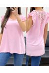 TOP POSTERIORE IN PIZZO FLUIDO PE1072 ROSA