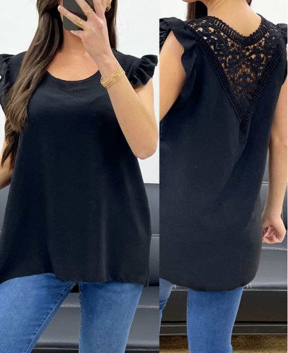 FLUID LACE BACK TOP PE1072 BLACK