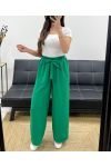 PANTALÓN SUELTO Y FLUIDO CINTURÓN DE LAZO PE1058 VERDE