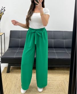 LOOSE FLOWING TROUSERS TIE BELT PE1058 GREEN