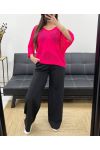 PE1193 FUSHIA STAR KNIT TOP