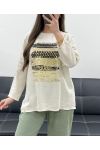 LOOSE VISCOSE FLOCKING TOP PE0400 BEIGE