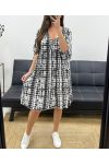 OVERSIZED DRESS WITH PRINT SS1177 BLACK