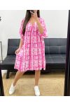 OVERSIZED DRESS PE1177 FUSHIA PRINT