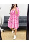 OVERSIZED DRESS PE1177 FUSHIA PRINT