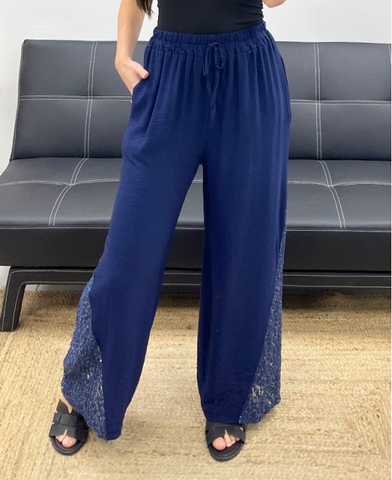 LACE BASE TROUSERS PE1128 NAVY BLUE