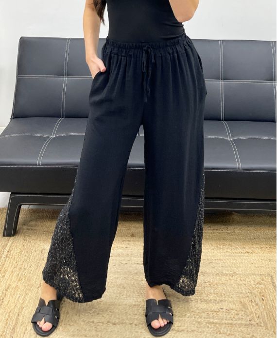 LACE BASE TROUSERS PE1128 BLACK