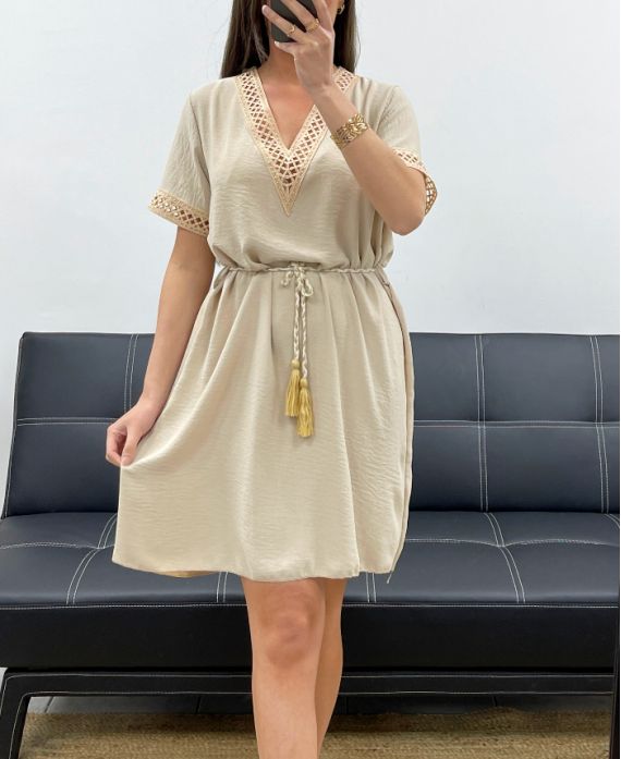 ABITO SCOLLO FANTASIA + CRAVATTA PE2128 BEIGE