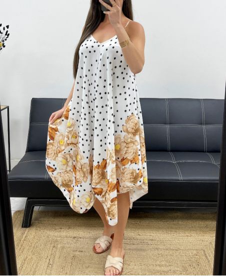 EVASED polka DOT DRESS PE2109 TAUPE