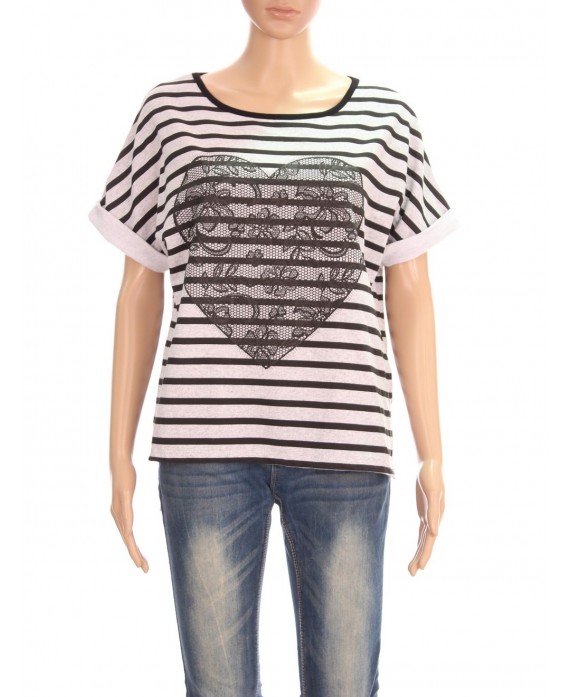 2 X T-SHIRT COEUR 8112