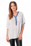 CHEMISE ENCOLURE EFFET JEANS 8141