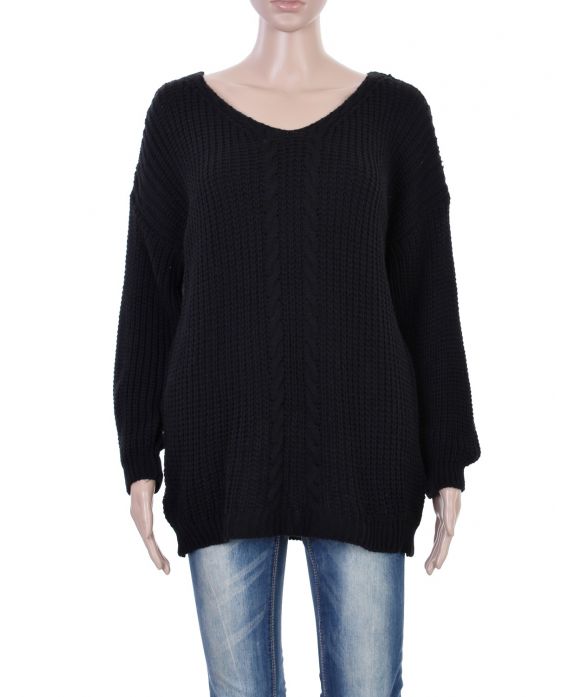 PULLOVER TORSADE NOIR P3006