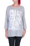 PULL LONG FLOCAGE ECRITURE GRIS 5407