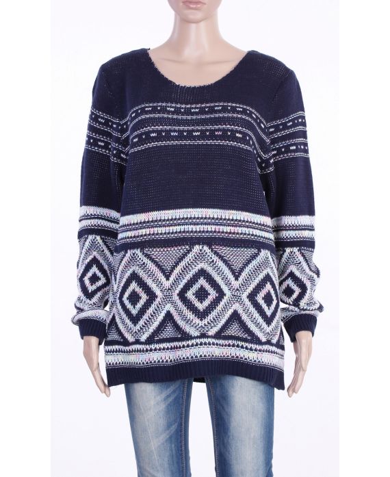 PULLOVER MAILLE COLOREE NOIR P3015