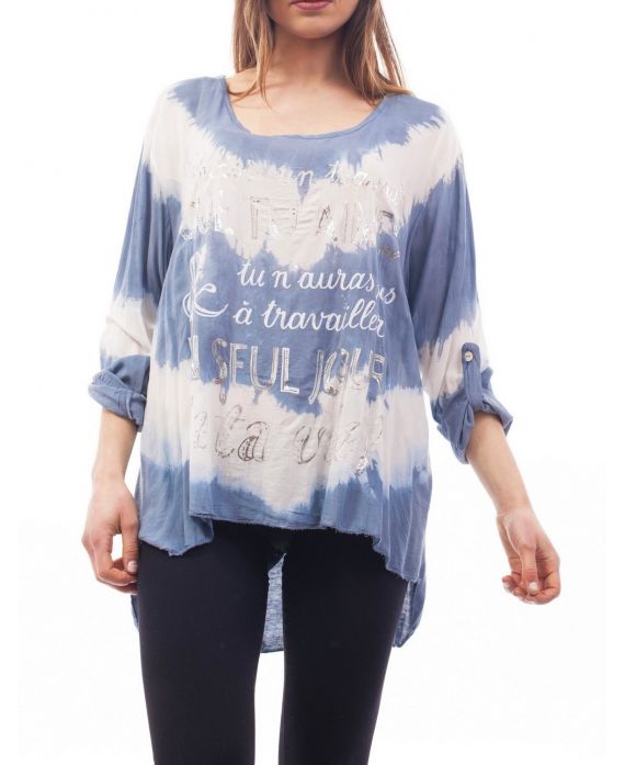 PRINTED T-SHIRT TIE-DYE S9117 BLUE