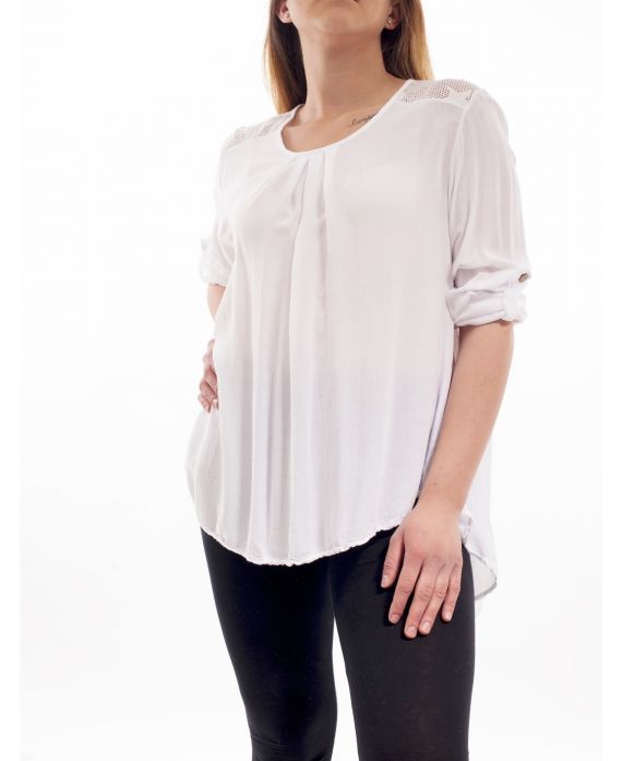 GRANDE TAILLE BLOUSE DENTELLE ETOILE GT1042 BLANC