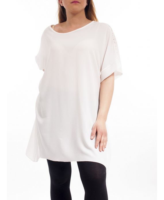 PLUS SIZE TUNIC SLEEVES LACE GT1031 WHITE