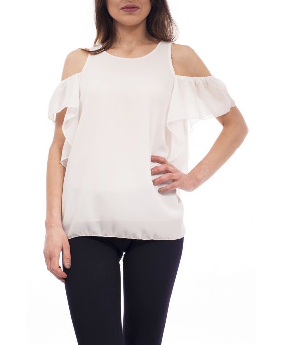 BARE SHOULDER TOP S9169 WHITE - grossiste-pret-a-porter.com