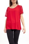 T-SHIRT DENTELLE S9240 ROUGE