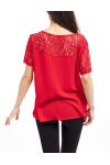 T-SHIRT DENTELLE S9240 ROUGE