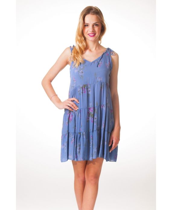 KLEID BLUMEN BLAU-S9349