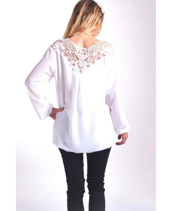 BLUSA DE ENCAJE CON ESPALDA 4005 BLANCO